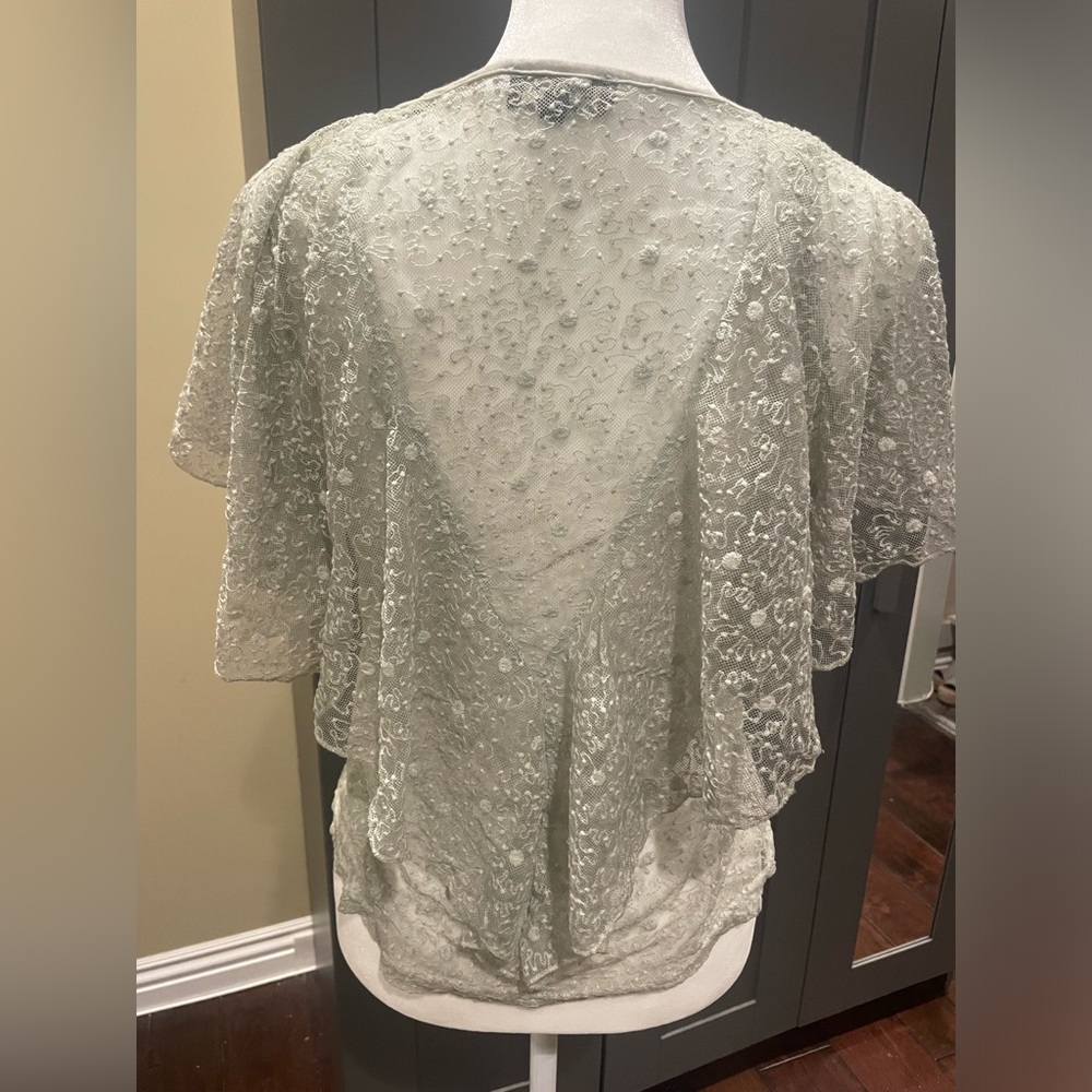 POL Sheer Flutter Ruffle Neck Blouse - Picture 3 of 8